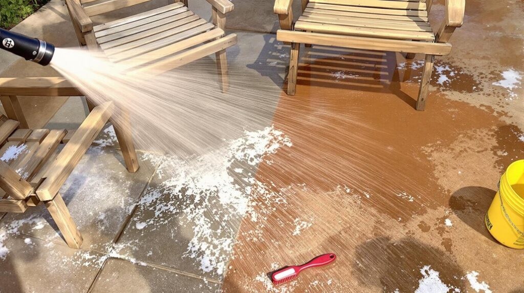 clean garden furniture and tiles