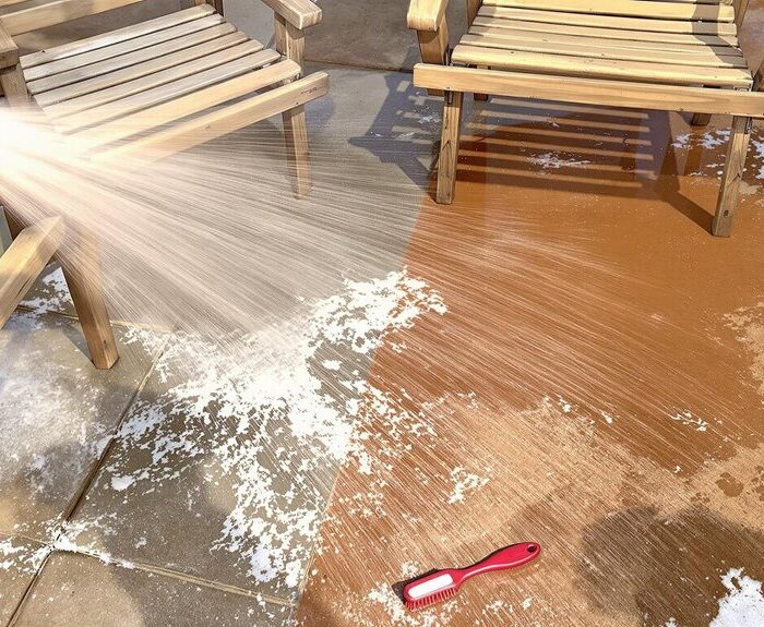 clean garden furniture and tiles