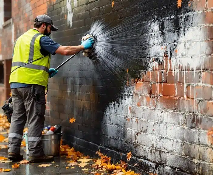 post halloween graffiti cleanup