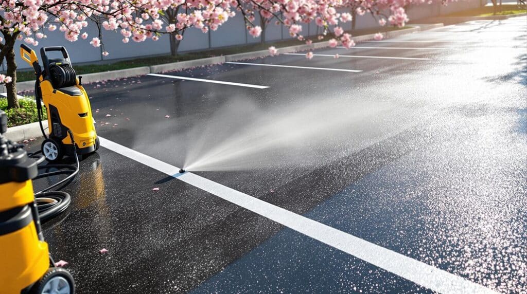 spring parking lot cleaning